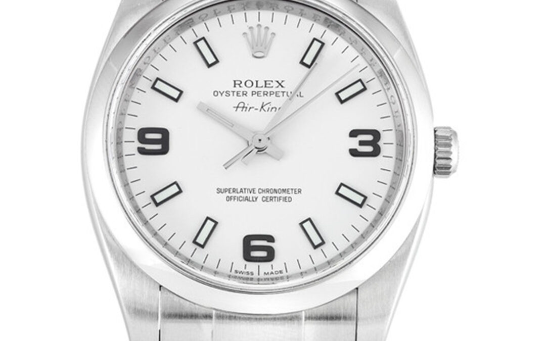 Rolex Air King White Dial Domed Bezel Steel Men’s Watch 114200